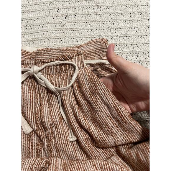 Free People Sunrise Crop Striped Jogger Pants Tie Waist Womens Sz 2 Orange Cream - Picture 6 of 14